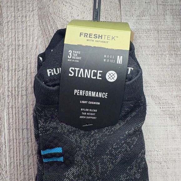 Stance Performance 3 Pack Men's Medium Tab Height Freshtek Athletic Socks Black - Picture 5 of 6